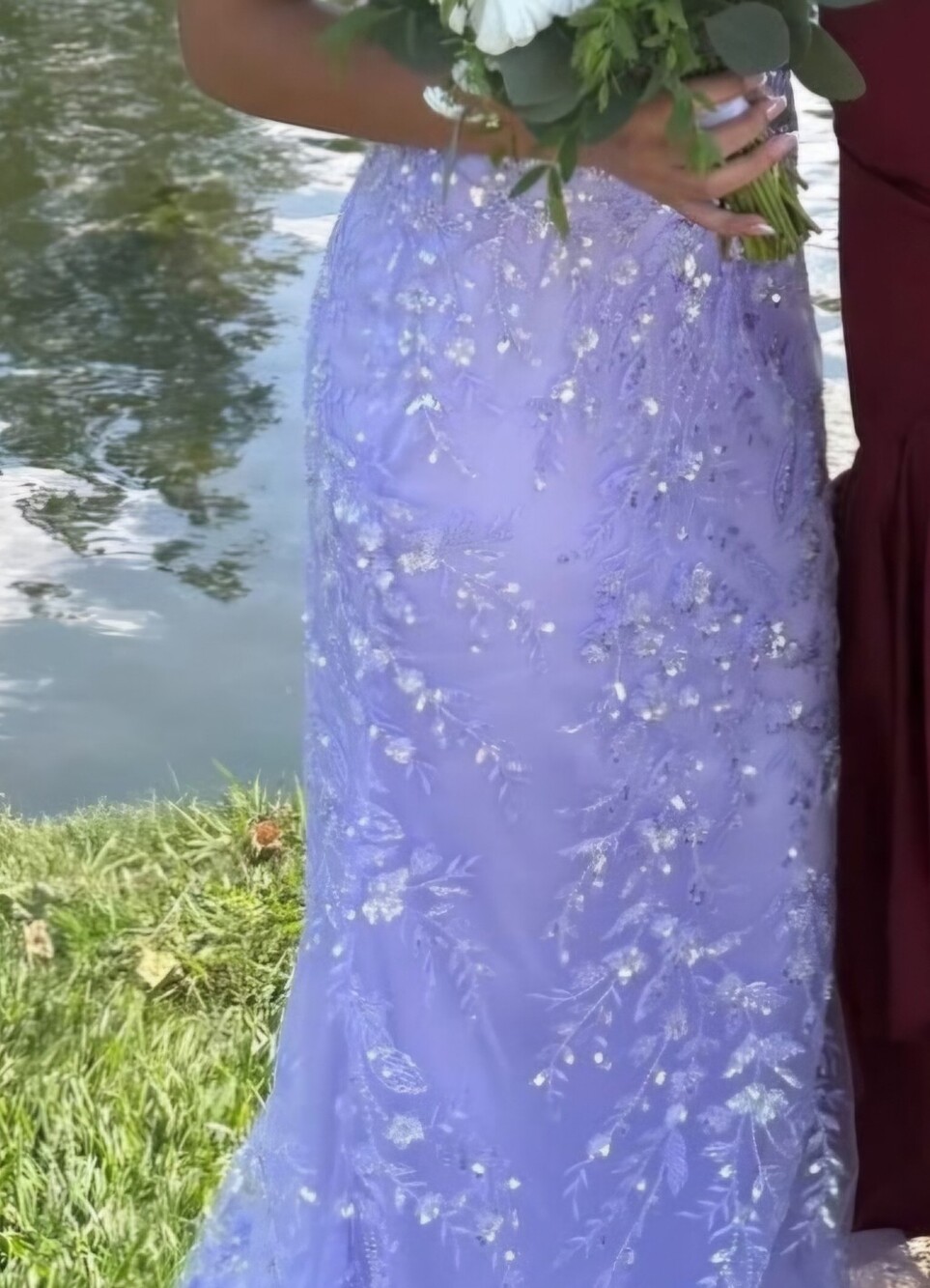 Sherri Hill Lavender/Lilac Beaded Sequin Lace Corset Gown – Size 4 - Picture 8 of 10